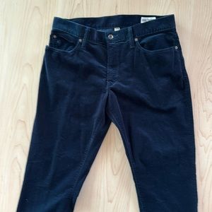 Todd Snyder Corduroy Pants in Navy, waist 32, pants have been hemmed.
